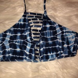 Blue and white tie-dye bikini top. Size medium!